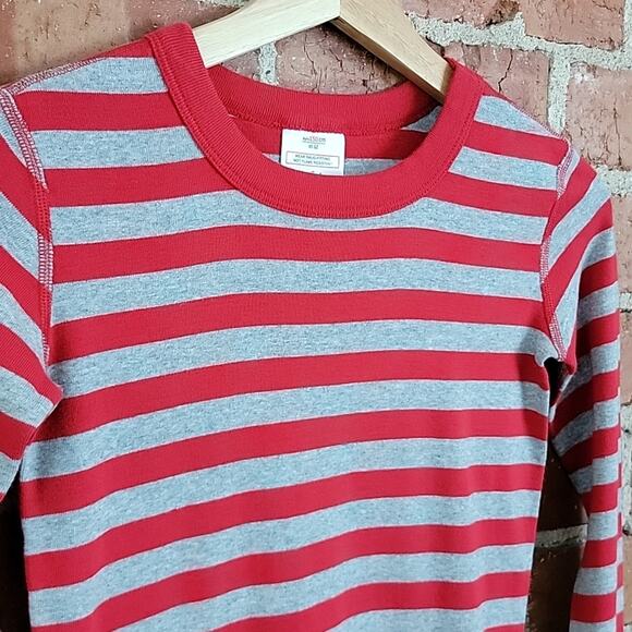 Hanna Andersson striped red and gray organic cotton pajama top Kid 12 - Picture 3 of 8